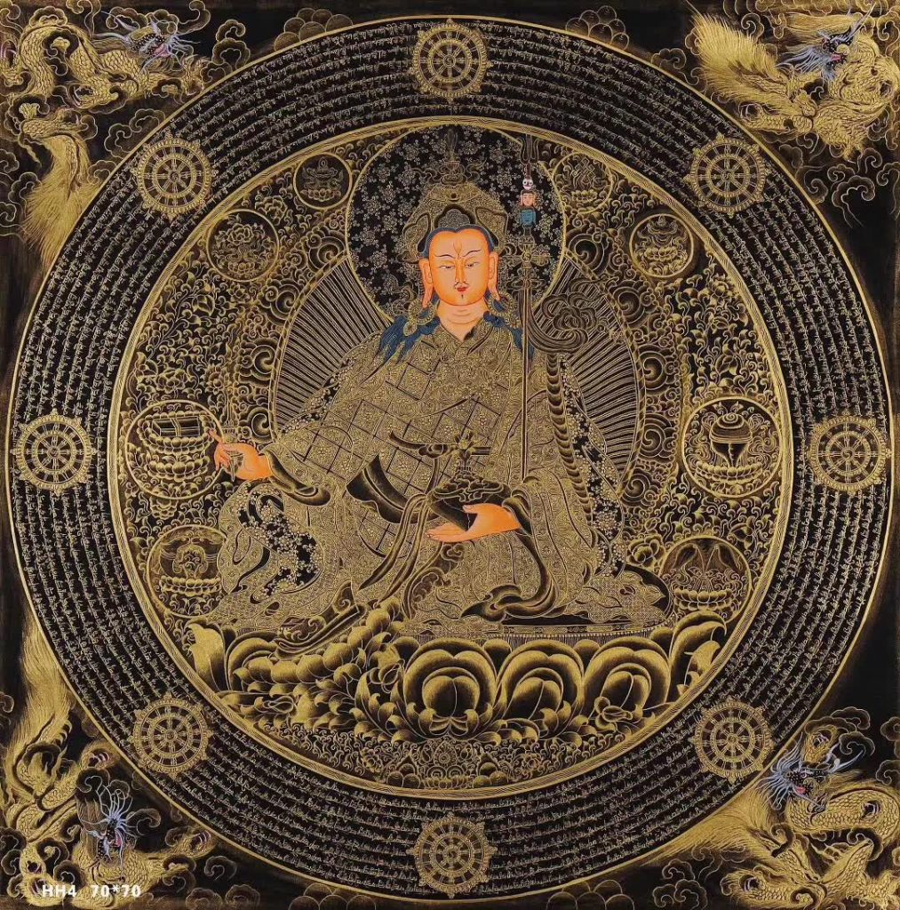 编号158-899387：黑金唐卡-莲花生大士坛城（70*70CM左右）