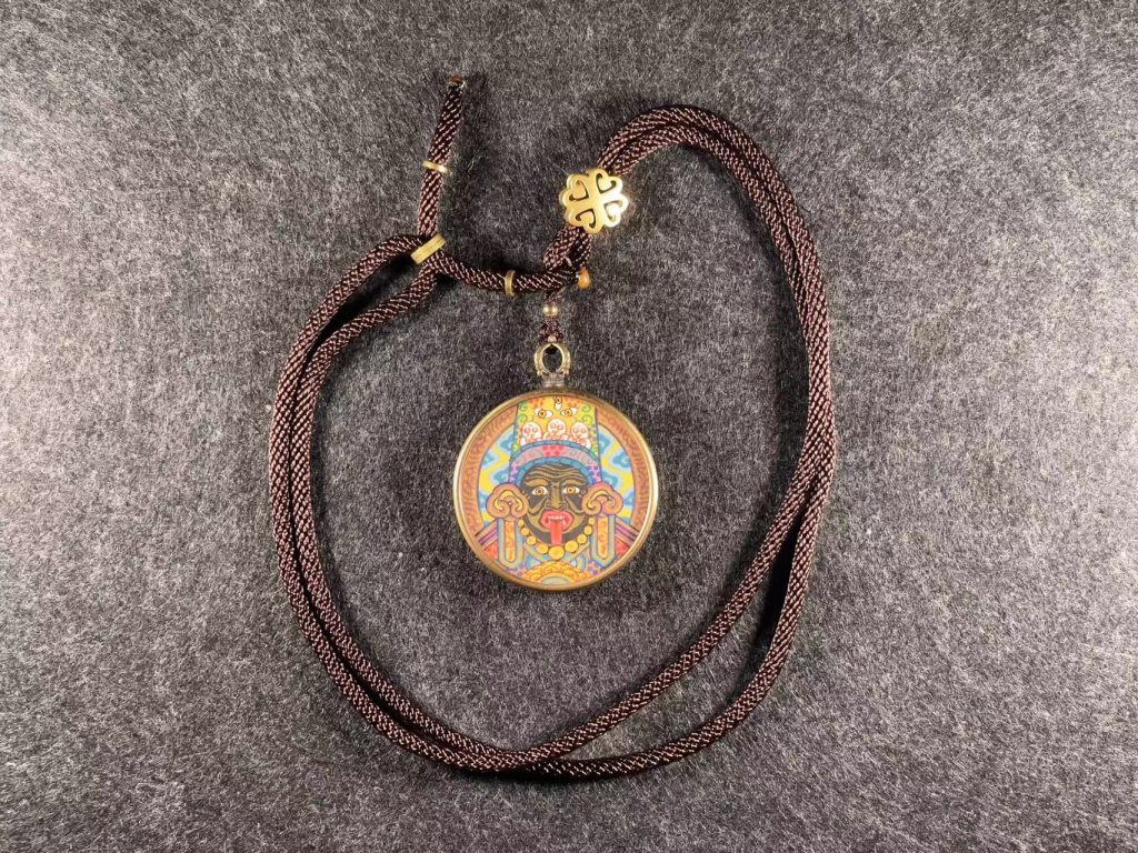 编号118-4874164：彩绘小唐卡-扎基拉姆（圆形·直径3.5CM左右）
