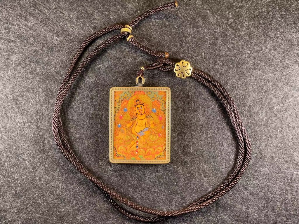 编号118-3752975：黄金小唐卡-黄财神（长方形·4.5*3.5CM左右）