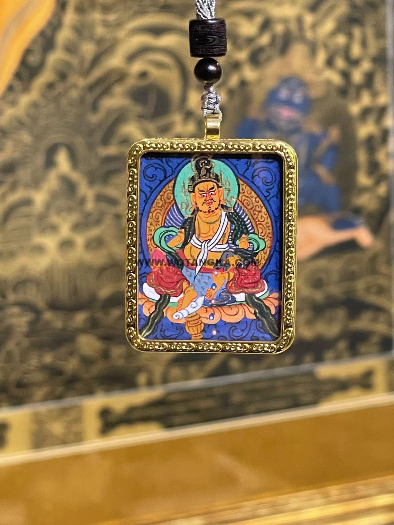 编号118-1457326：彩绘小唐卡-黄财神（长方形·4*3CM左右）