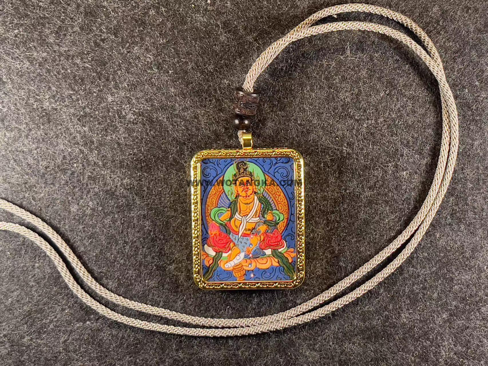 编号118-1457326：彩绘小唐卡-黄财神（长方形·4*3CM左右）