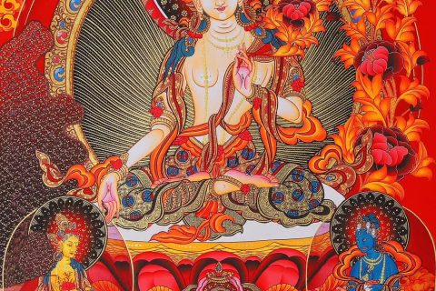 编号158-240363：红金唐卡-白度母（70*50CM左右）