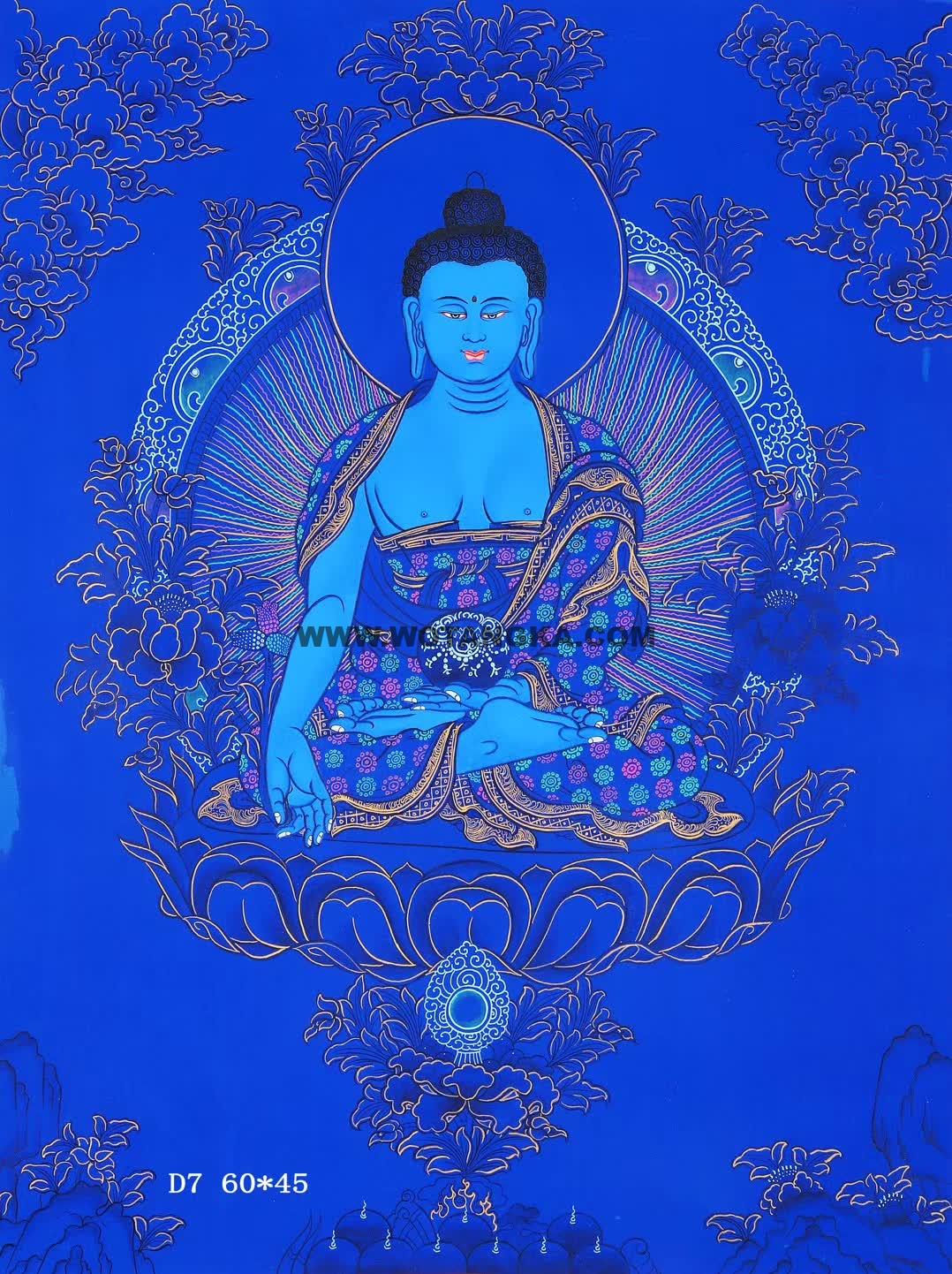 编号158-243118：蓝金唐卡-药师佛（60*45CM左右）