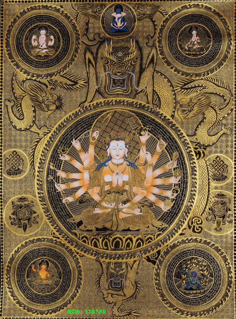 编号158-629157：黑金唐卡-准提佛母坛城（110*80CM左右）