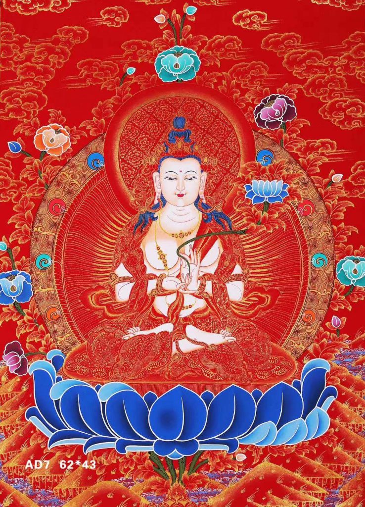编号158-657190：红金唐卡-大势至菩萨（62*43CM左右）