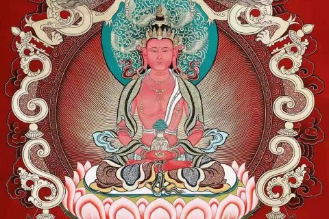 编号138-476404：彩绘唐卡-长寿佛（69*47CM左右）