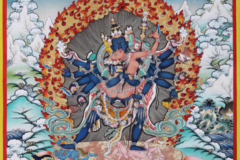 编号158-737447：彩绘唐卡-胜乐金刚（90*65CM左右）