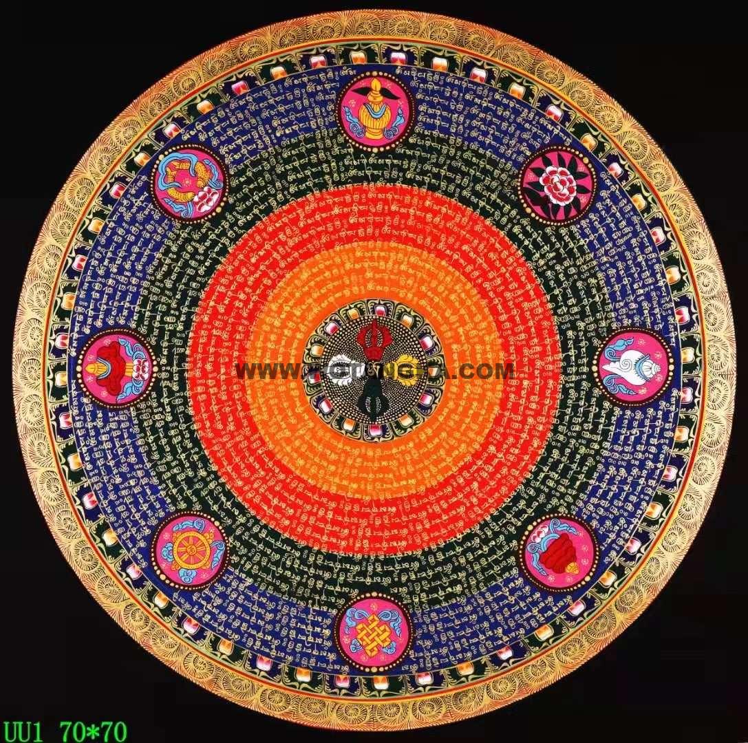 编号138-695926：彩绘唐卡-吉祥八宝坛城（70*70CM左右）