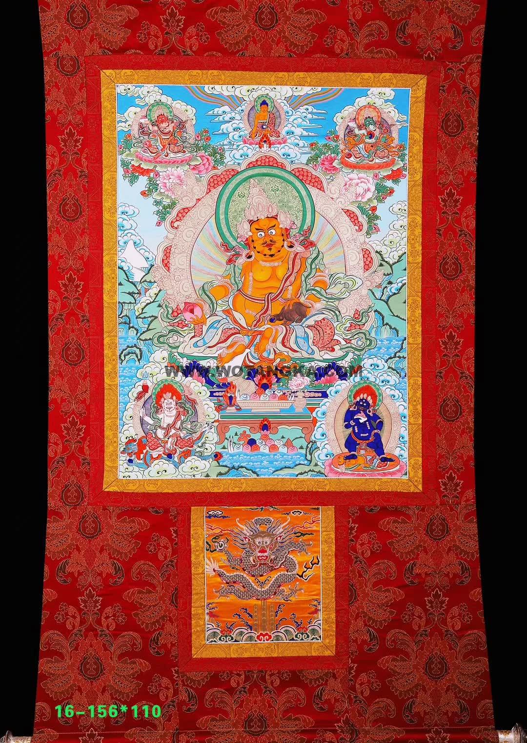 编号188-910045：彩绘唐卡-五方财神（90*60CM左右）