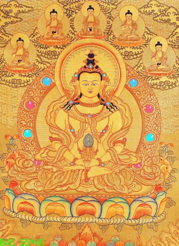 编号138-216615：黄金唐卡-长寿佛（55*40CM左右）