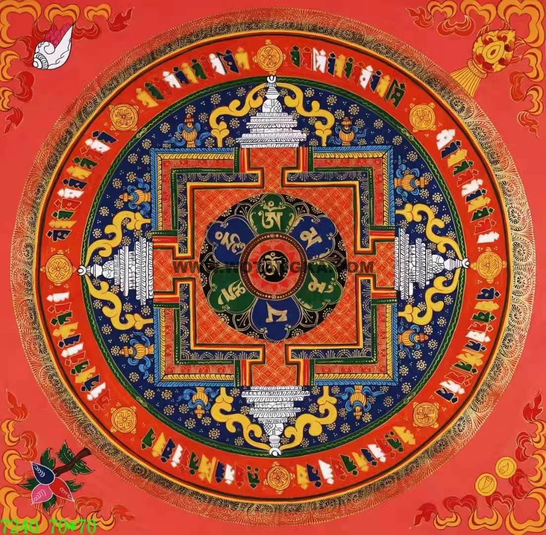 编号138-274978：彩绘唐卡-时轮金刚坛城（70*70CM左右）