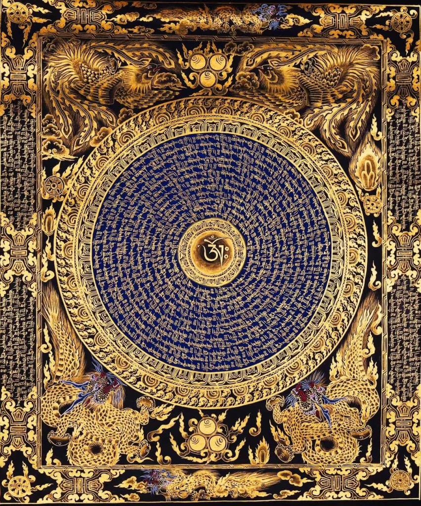 编号158-835003：黑金唐卡-龙凤呈祥坛城（60*48CM左右）