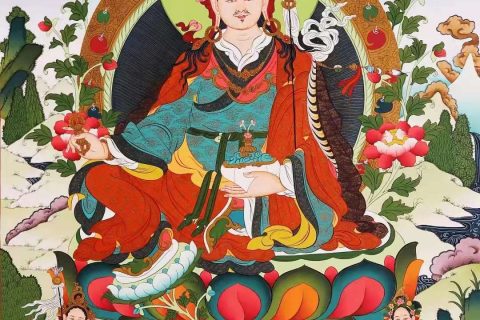 编号138-630000：彩绘唐卡-莲花生大士（75*50CM左右）