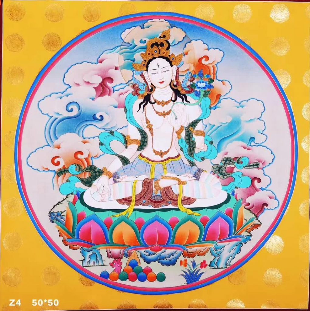 编号158-560784：彩绘唐卡-白度母（50*50CM左右）