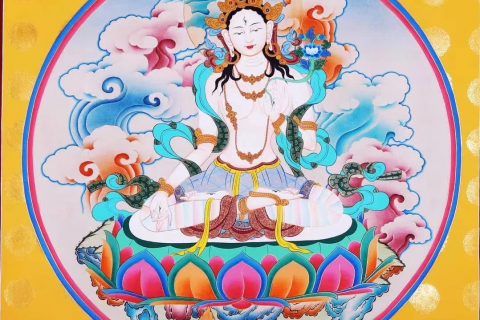 编号158-560784：彩绘唐卡-白度母（50*50CM左右）