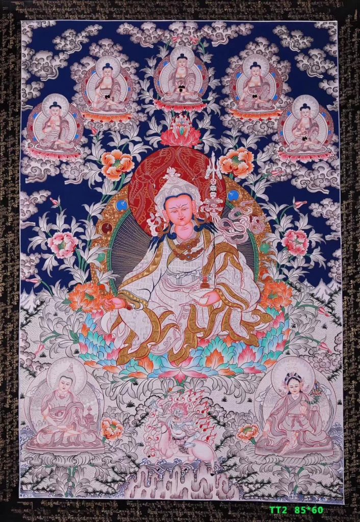 编号158-419560：白银唐卡-莲花生大士（85*60CM左右）