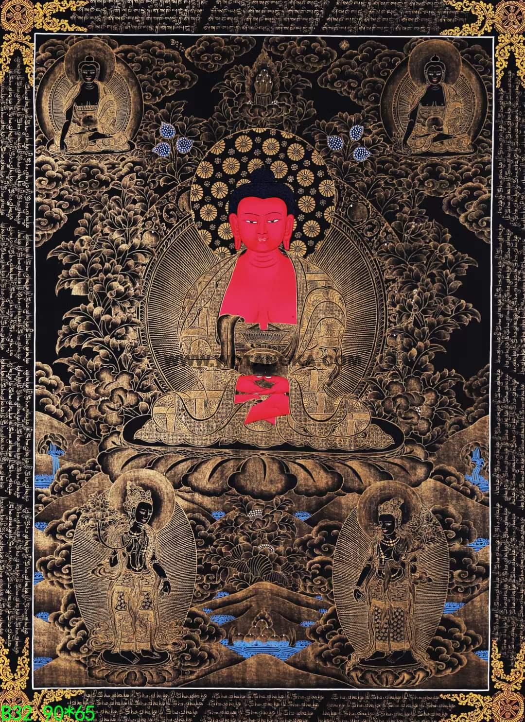 编号168-903383:黑金唐卡-阿弥陀佛(90*65CM左右)