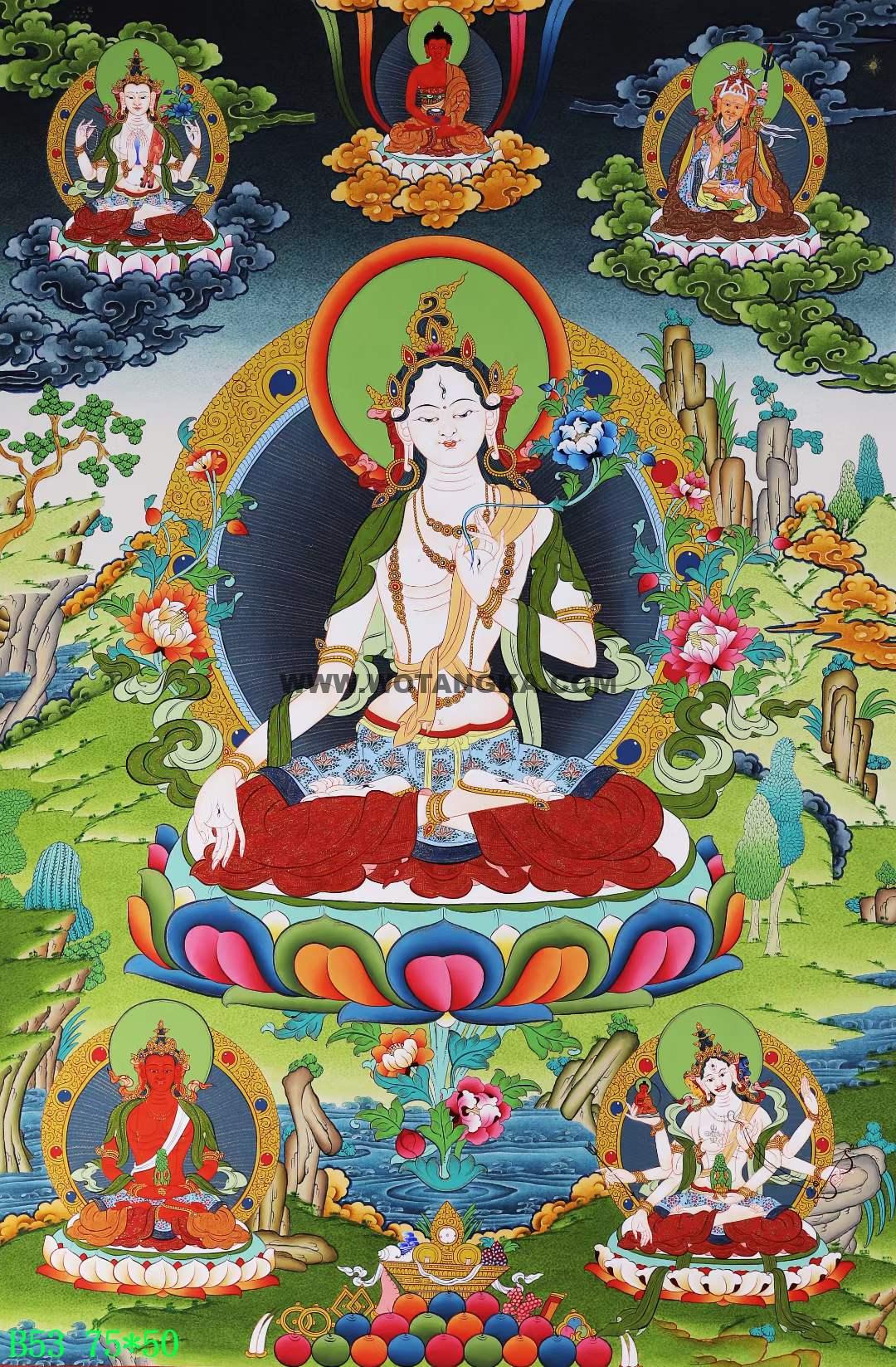 编号168-721909：彩绘唐卡-白度母（75*50CM左右）