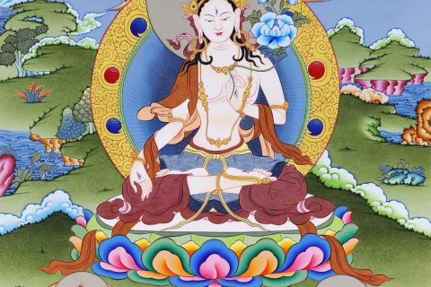 编号168-853314：彩绘唐卡-白度母（75*50CM左右）