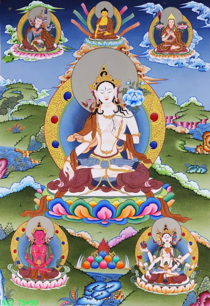 编号168-853314：彩绘唐卡-白度母（75*50CM左右）