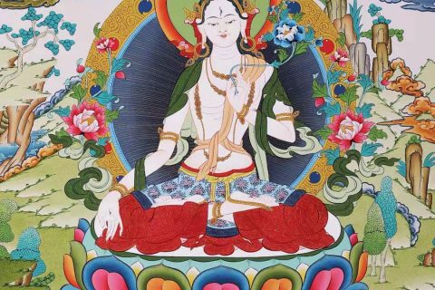 编号168-707888：彩绘唐卡-白度母（75*50CM左右）