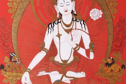 编号168-698208：红金唐卡-白度母（80*50CM左右）
