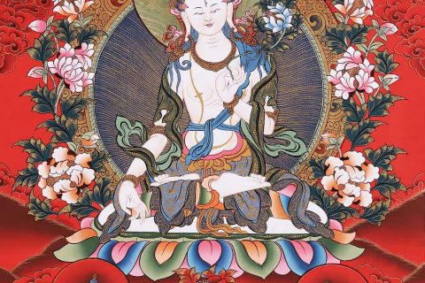 编号168-365992：彩绘唐卡-白度母（75*52CM左右）