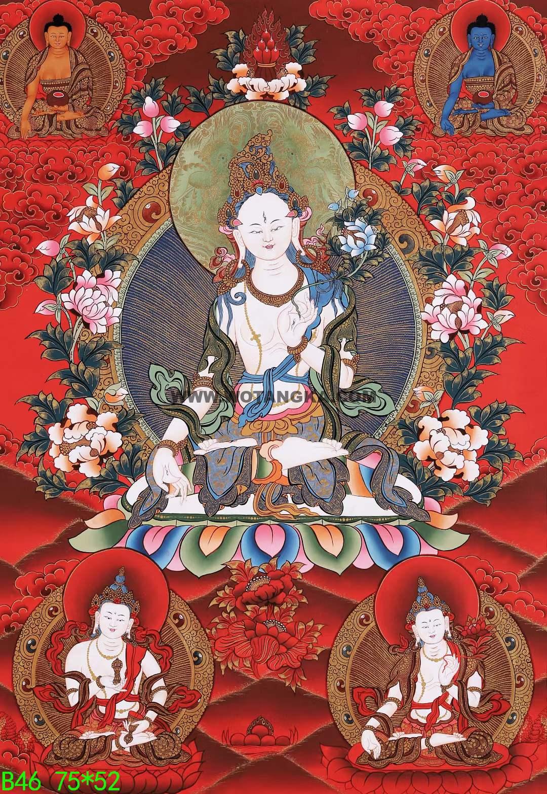 编号168-365992：彩绘唐卡-白度母（75*52CM左右）