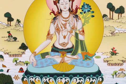 编号168-674380：彩绘唐卡-白度母（75*50CM左右）