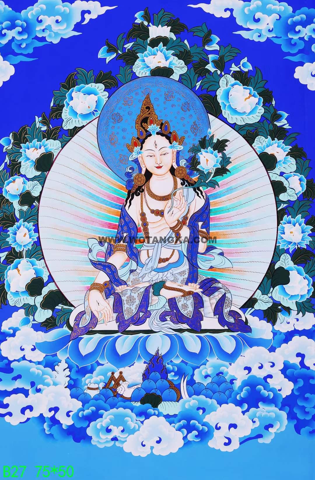 编号168-577899：蓝金唐卡-白度母（75*50CM左右）