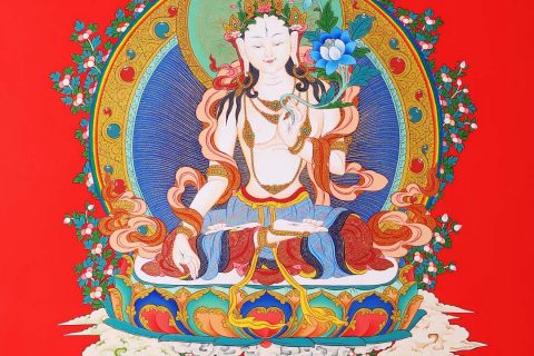 编号168-360445：彩绘唐卡-白度母（75*50CM左右）