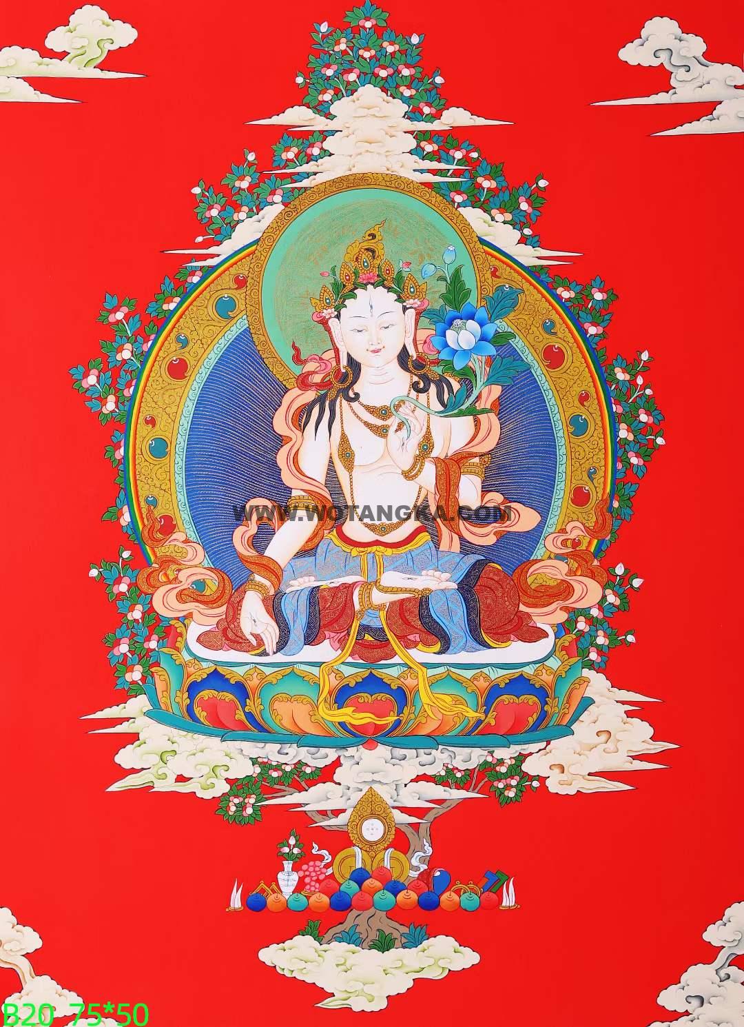 编号168-360445：彩绘唐卡-白度母（75*50CM左右）