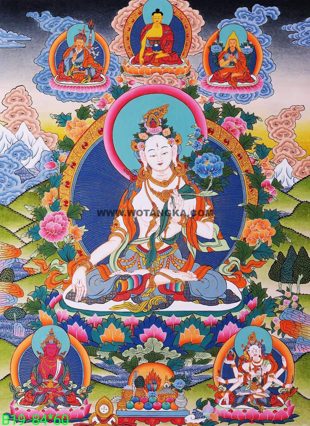 编号168-849828:彩绘唐卡-白度母(84*60CM左右)