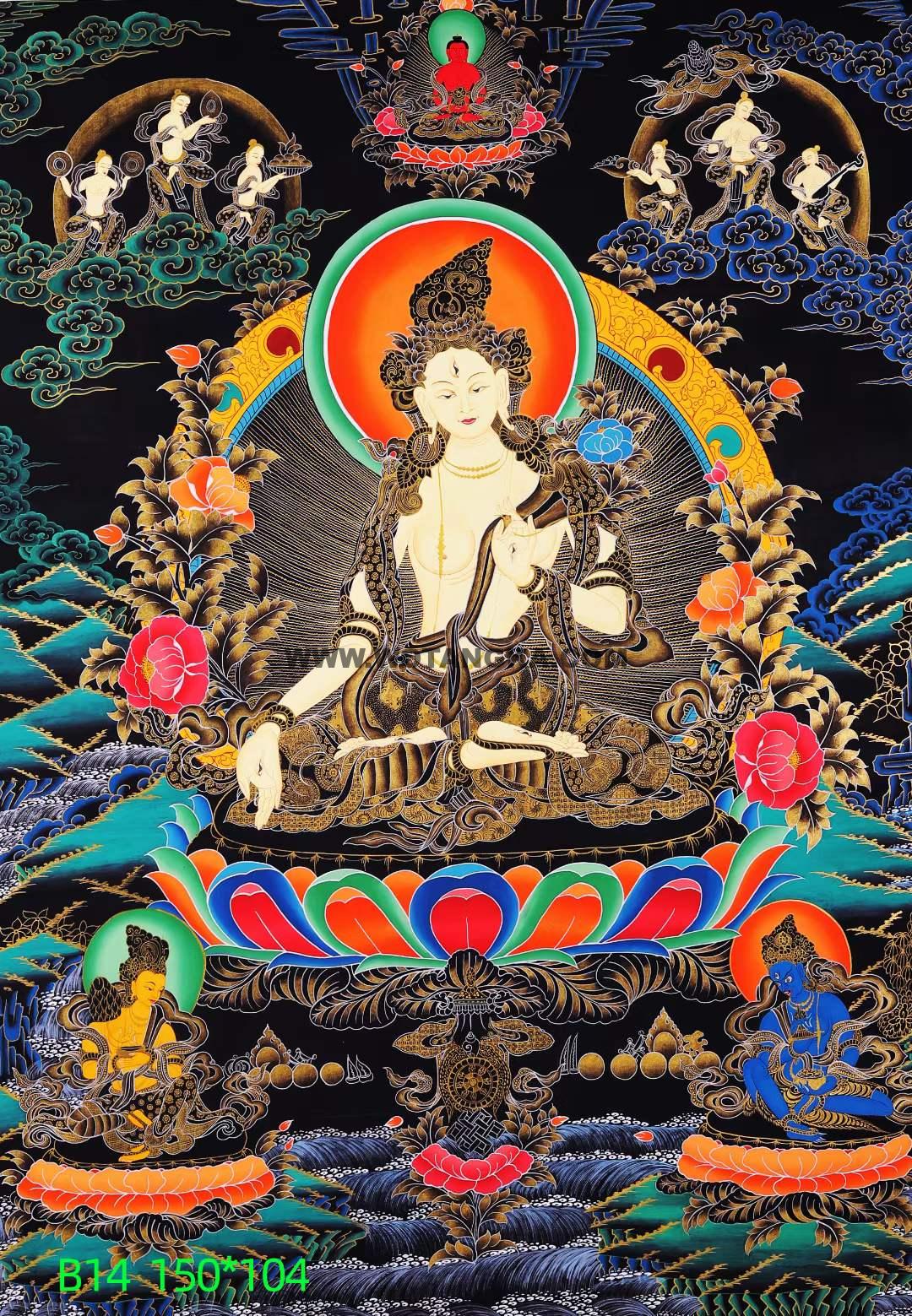 编号168-581481:彩绘唐卡-白度母(150*104CM左右)