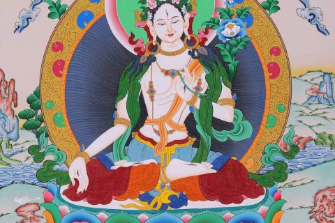 编号168-868943：彩绘唐卡-白度母（75*50CM左右）
