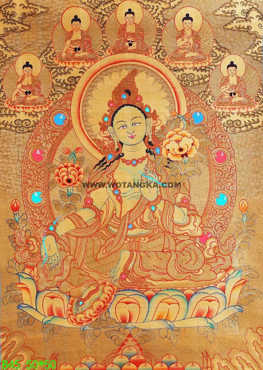 编号168-699093：黄金唐卡-绿度母（50*50CM左右）