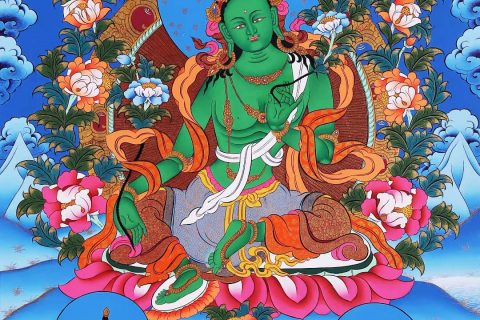 编号168-654116：彩绘唐卡-绿度母（75*52CM左右）