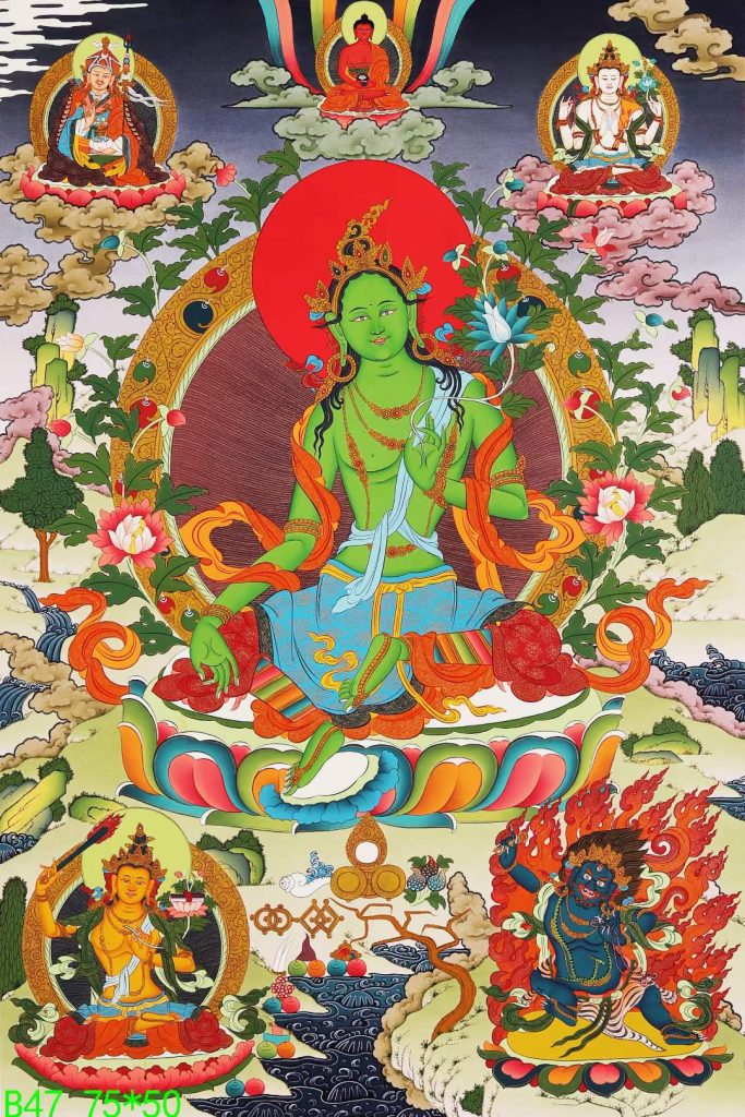 编号168-818052：彩绘唐卡-绿度母（75*50CM左右）