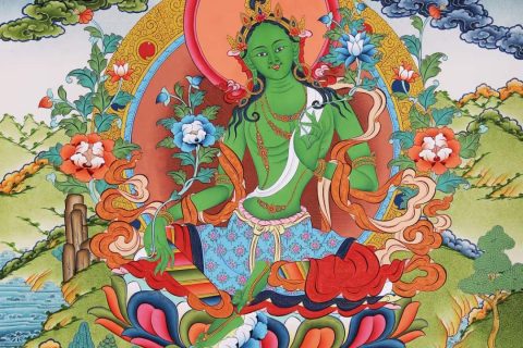 编号168-818707：彩绘唐卡-绿度母（60*45CM左右）