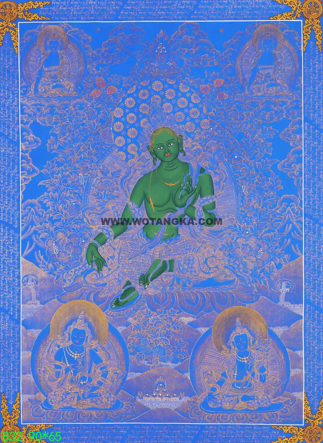 编号168-285682：蓝金唐卡-绿度母（90*65CM左右）