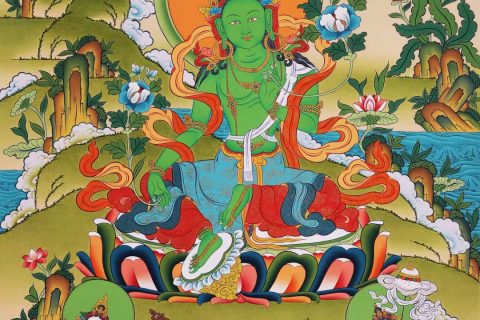 编号168-824489：彩绘唐卡-绿度母（76*56CM左右）