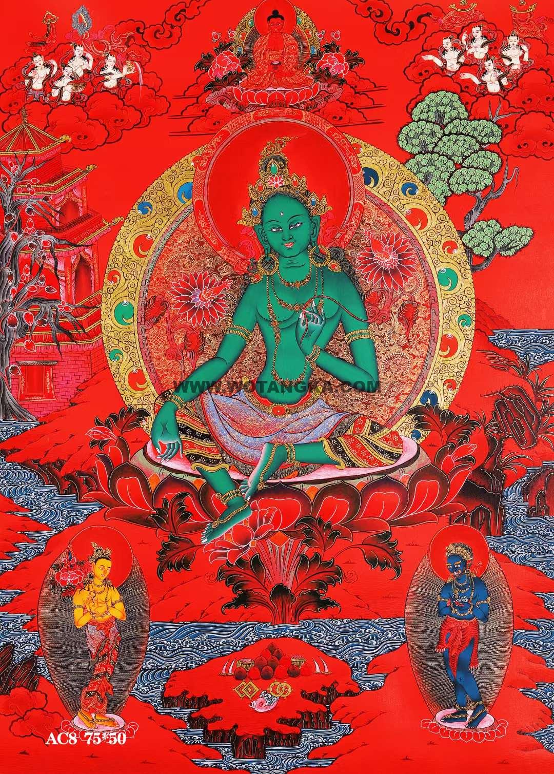 编号168-107611：红金唐卡-绿度母（75*50CM左右）