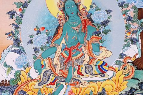 编号168-824542：彩绘唐卡-绿度母（75*50CM左右）