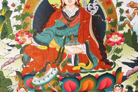 编号168-647529：彩绘唐卡-莲花生大士（75*50CM左右）