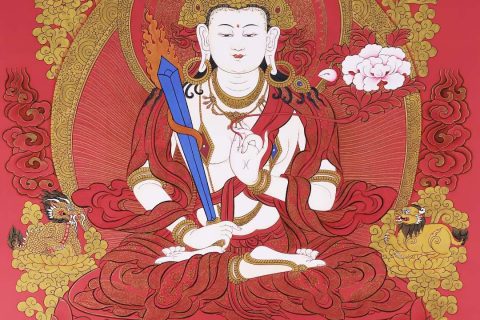 编号168-242870：红金唐卡-虚空藏菩萨（75*51CM左右）