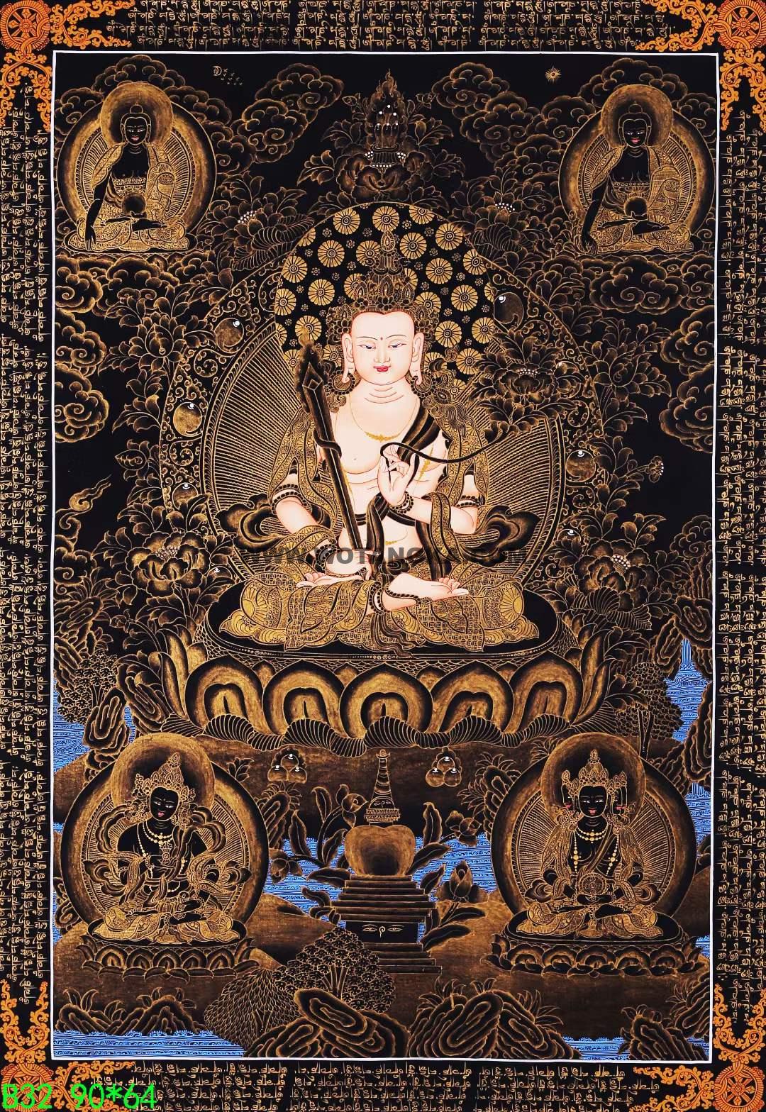 编号168-232664:黑金唐卡-虚空藏菩萨(90*64CM左右)