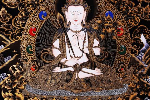 编号168-657299：黑金唐卡-虚空藏菩萨（60*45CM左右）