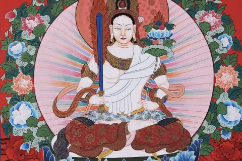 编号138-491474：红金唐卡-虚空藏菩萨（75*53CM左右）