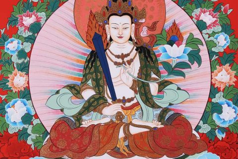 编号138-913431：红金唐卡-虚空藏菩萨（75*53CM左右）