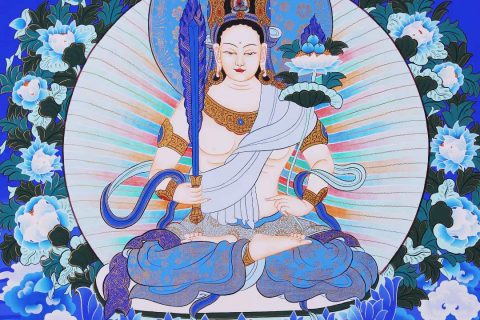 编号168-475415：蓝金唐卡-虚空藏菩萨（75*50CM左右）